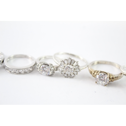 Ten sterling silver CZ rings - approx. gross weight 35g