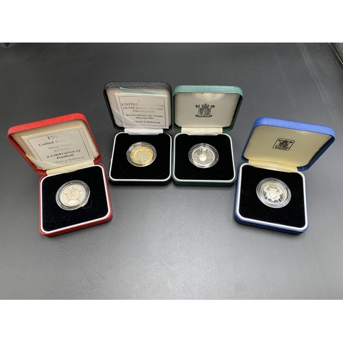 2253 - Four boxed Royal Mint .925 silver proof two pound coins with certificates of authenticity, one 1994 ... 