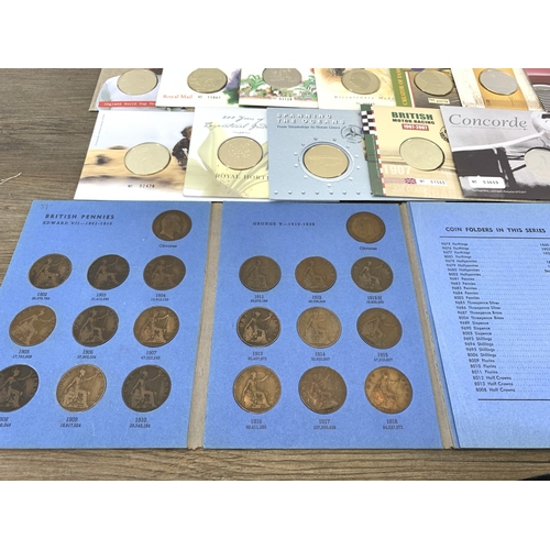 A collection of coin covers and world coins with 50% silver British ...