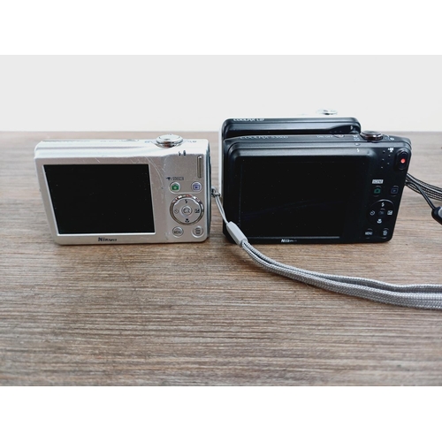 35 - Three Nikon Coolpix CCD sensor compact digital cameras, one S3500 20mp, one L27 16.1mp and one S225 ... 
