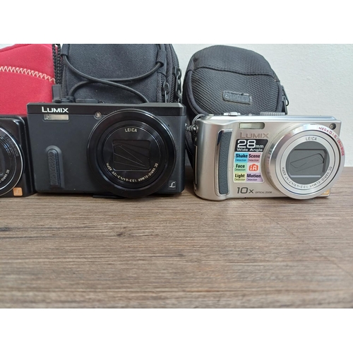 42 - Four Panasonic Lumix compact digital cameras, one DMC-TZ60 18mp CMOS sensor, one DMC-TZ35 16mp CMOS ... 