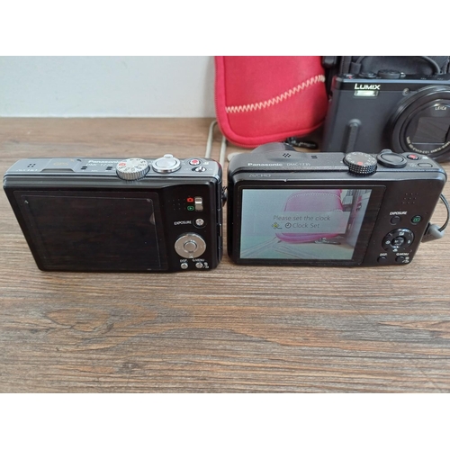 42 - Four Panasonic Lumix compact digital cameras, one DMC-TZ60 18mp CMOS sensor, one DMC-TZ35 16mp CMOS ... 