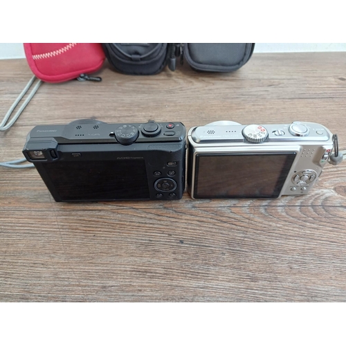 42 - Four Panasonic Lumix compact digital cameras, one DMC-TZ60 18mp CMOS sensor, one DMC-TZ35 16mp CMOS ... 