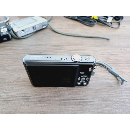 43 - Five Panasonic Lumix CCD sensor compact digital cameras, one DMC-S1 12mp, one DMC-FX55 8mp, one DMC-... 