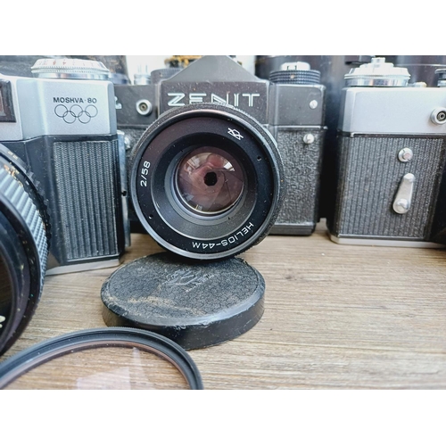44 - Four KMZ 35mm cameras, one cased Zorki-4 rangefinder fitted with Jupiter-8 2/50 lens, one cased Zeni... 