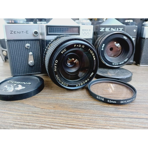 44 - Four KMZ 35mm cameras, one cased Zorki-4 rangefinder fitted with Jupiter-8 2/50 lens, one cased Zeni... 