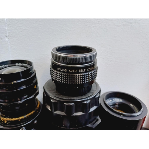 44 - Four KMZ 35mm cameras, one cased Zorki-4 rangefinder fitted with Jupiter-8 2/50 lens, one cased Zeni... 