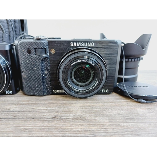 51 - Three Samsung CCD sensor compact digital cameras, one EX1 10mp, one WB600 12mp and one WB690 12mp