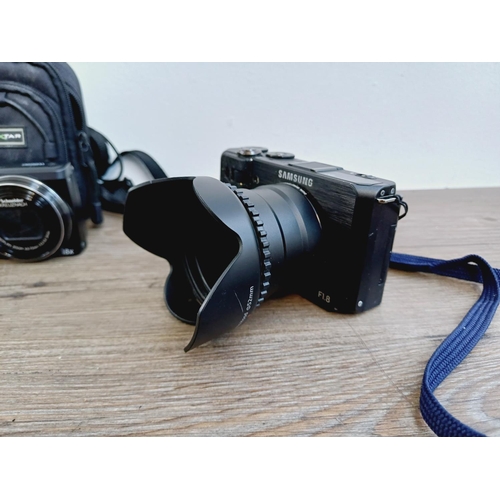51 - Three Samsung CCD sensor compact digital cameras, one EX1 10mp, one WB600 12mp and one WB690 12mp