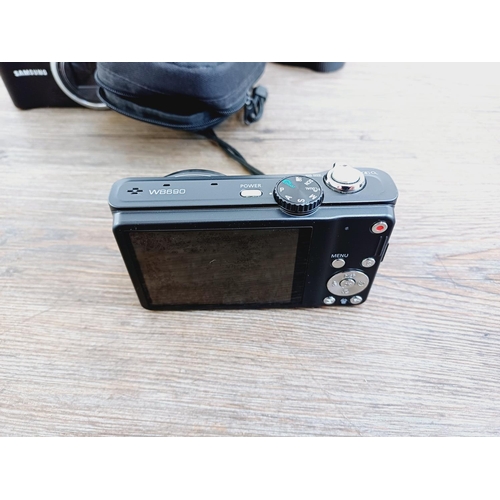 51 - Three Samsung CCD sensor compact digital cameras, one EX1 10mp, one WB600 12mp and one WB690 12mp