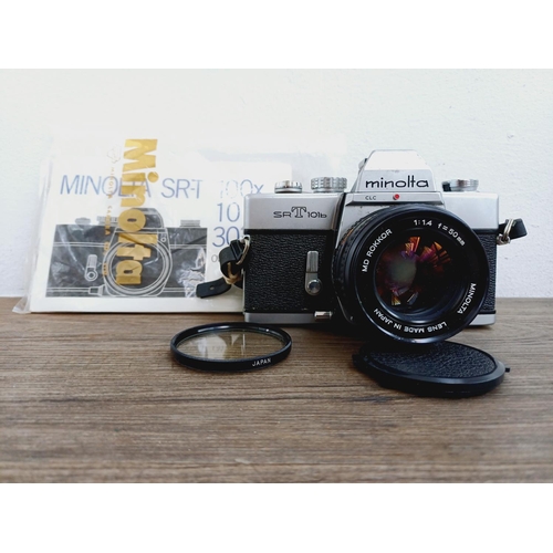 A Minolta SRT 101b 35mm SLR camera fitted with MD