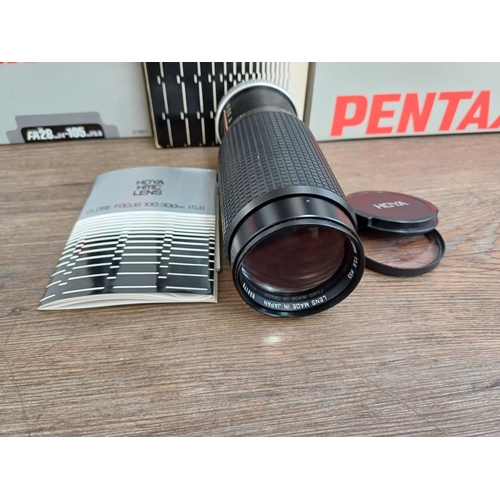 107 - Five K-mount lenses, one boxed smc Pentax-FA 1:4-5.6 28-105mm zoom, one boxed smc Pentax-A 1:2.8 28m... 