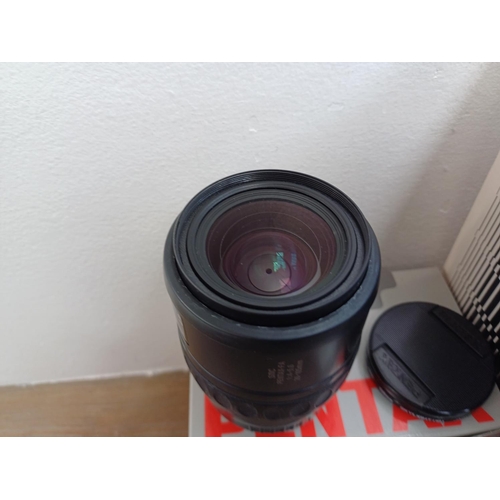 107 - Five K-mount lenses, one boxed smc Pentax-FA 1:4-5.6 28-105mm zoom, one boxed smc Pentax-A 1:2.8 28m... 