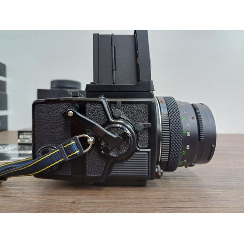 108 - A Zenza Bronica ETRSi 4.5x6 medium format SLR camera fitted with Zenzanon EII 1:2.8 75mm lens, waist... 