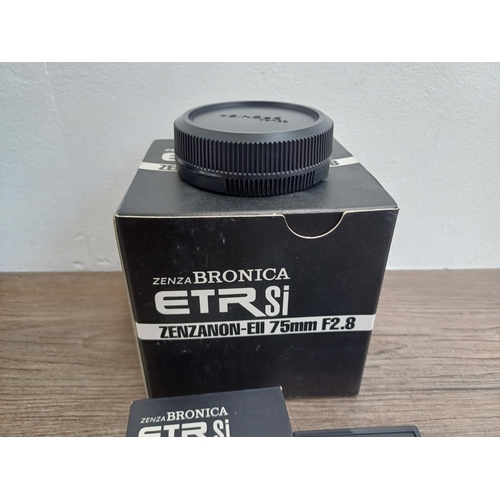 108 - A Zenza Bronica ETRSi 4.5x6 medium format SLR camera fitted with Zenzanon EII 1:2.8 75mm lens, waist... 