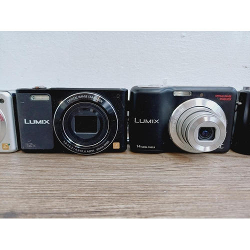Five Panasonic Lumix CCD sensor compact digital cameras, one