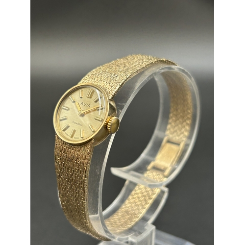 2263 - An Avia 9ct gold hand wind ladies' wristwatch with 9ct gold bracelet - approx. gross weight 26g incl... 