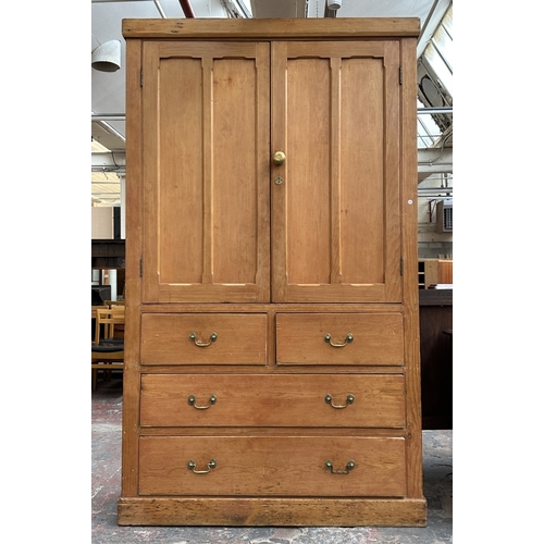 110 - A Victorian pine housekeeper's cupboard - approx. 226cm high x 132cm wide x 41cm deep