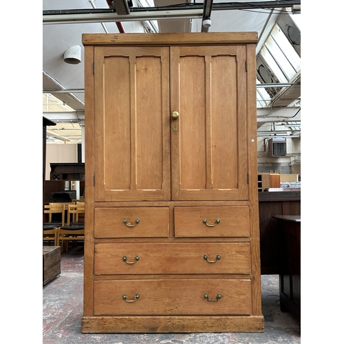 110 - A Victorian pine housekeeper's cupboard - approx. 226cm high x 132cm wide x 41cm deep