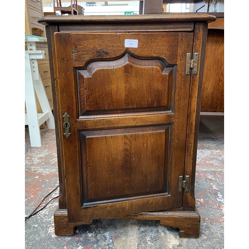 111 - A Titchmarsh & Goodwin style oak stereo cabinet containing Sony five piece stereo system and Matsui ... 