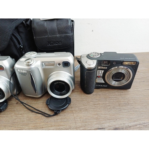 132 - Ten Nikon Coolpix compact digital cameras to include S570 12mp, two P50 8.1mp, L6 6mp, two 4300 4mp ... 