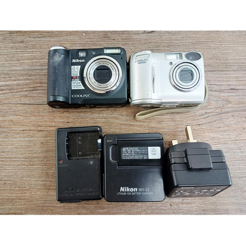132 - Ten Nikon Coolpix compact digital cameras to include S570 12mp, two P50 8.1mp, L6 6mp, two 4300 4mp ... 