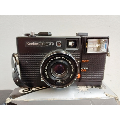 168 - A boxed and cased Konica C35 EFP compact 35mm viewfinder camera with instruction manual