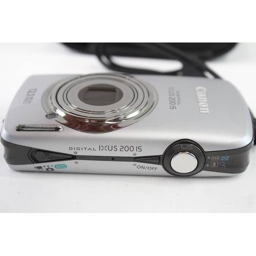 A cased Canon IXUS 200 IS 12.1mp compact digital camera