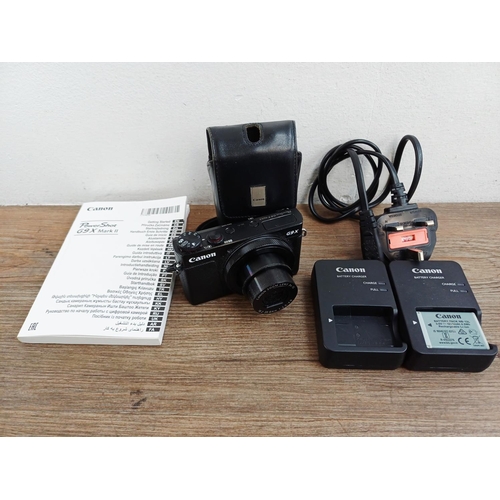 359 - A cased Canon PowerShot G9 X Mark II 20mp BSI-CMOS sensor compact digital camera with two batteries,...