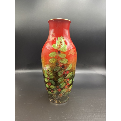 A Royal Doulton Flambé fish design vase by Harry Nixon - approx. 26cm high