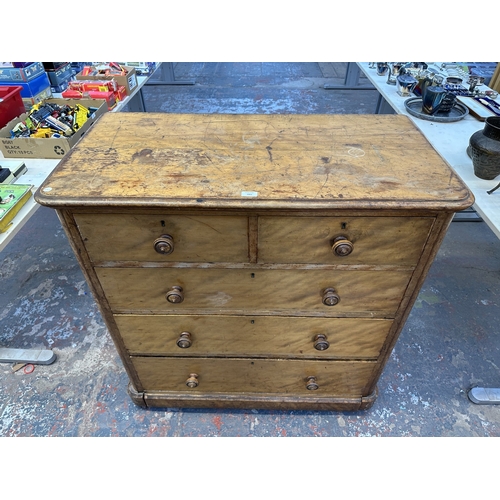 1001 - A Victorian satin birch chest of drawers - approx. 110cm high x 107cm wide x 55cm deep