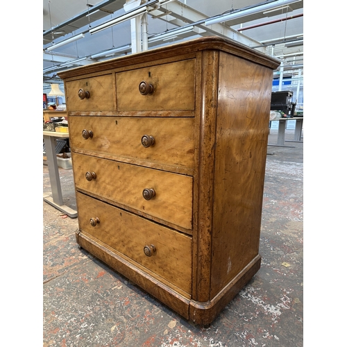 1001 - A Victorian satin birch chest of drawers - approx. 110cm high x 107cm wide x 55cm deep