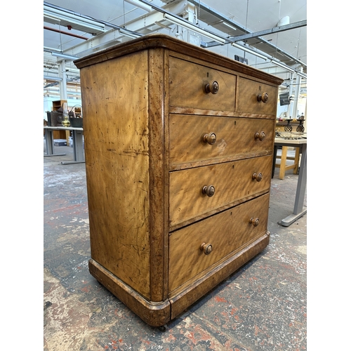 1001 - A Victorian satin birch chest of drawers - approx. 110cm high x 107cm wide x 55cm deep