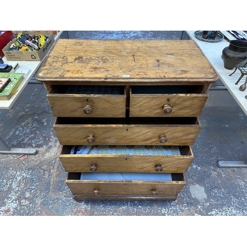 1001 - A Victorian satin birch chest of drawers - approx. 110cm high x 107cm wide x 55cm deep