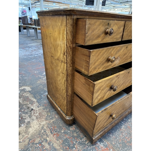 1001 - A Victorian satin birch chest of drawers - approx. 110cm high x 107cm wide x 55cm deep