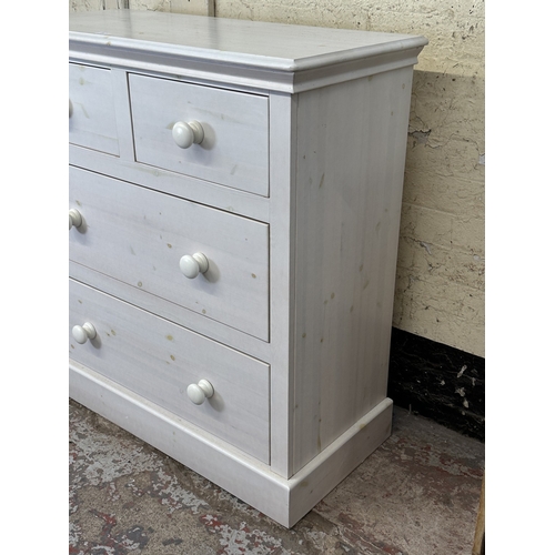 1004 - A Victorian style white painted pine chest of drawers - approx. 103cm high x 98cm wide x 45cm deep