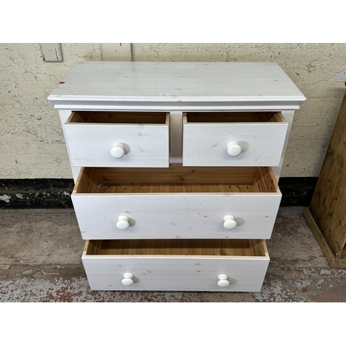 1004 - A Victorian style white painted pine chest of drawers - approx. 103cm high x 98cm wide x 45cm deep