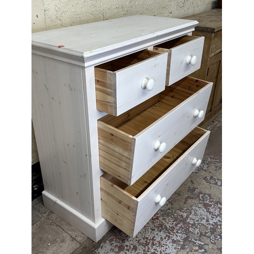 1004 - A Victorian style white painted pine chest of drawers - approx. 103cm high x 98cm wide x 45cm deep