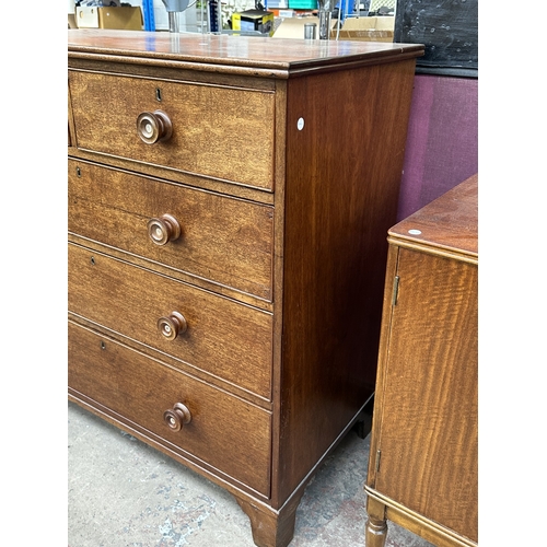 1014 - A Georgian mahogany chest of drawers - approx. 110cm high x 109cm wide x 55cm deep