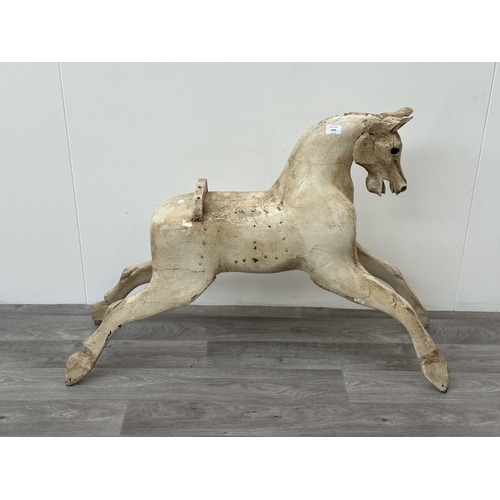 1023 - A Victorian style painted carved wooden rocking horse body - approx. 75cm high x 32cm wide x 106cm d... 