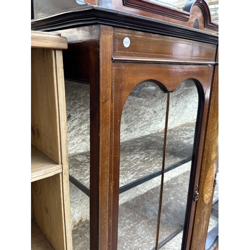 1026 - An Edwardian inlaid mahogany display cabinet - approx. 169cm high x 114cm wide x 35cm deep