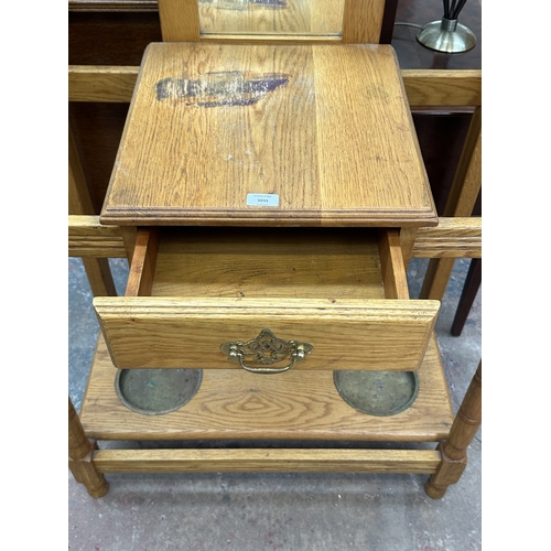 1031 - A Victorian style oak hall stand - approx. 196cm high x 80cm wide x 42cm deep