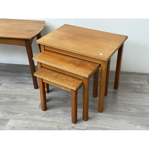 1037 - Two pieces of mid 20th century furniture, one teak coffee table - approx. 48cm high x 38cm wide x 92... 