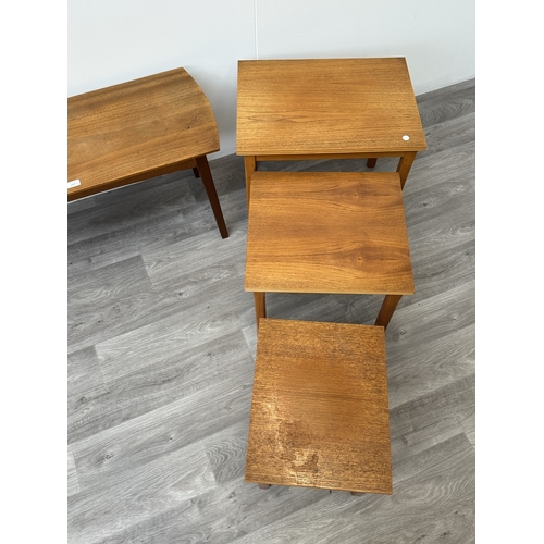1037 - Two pieces of mid 20th century furniture, one teak coffee table - approx. 48cm high x 38cm wide x 92... 