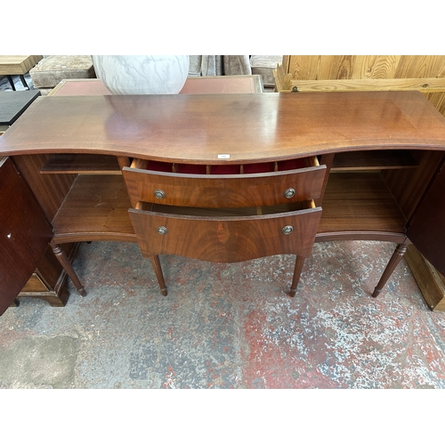 1043 - An A.H. McIntosh & Co. Ltd mahogany serpentine sideboard - approx. 91cm high x 164cm wide x 51cm dee... 