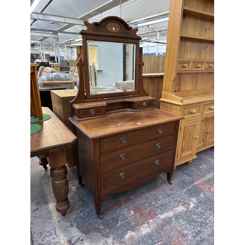 1055 - An Edwardian inlaid mahogany dressing chest - approx. 159cm high x 94cm wide x 52cm deep