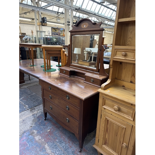 1055 - An Edwardian inlaid mahogany dressing chest - approx. 159cm high x 94cm wide x 52cm deep