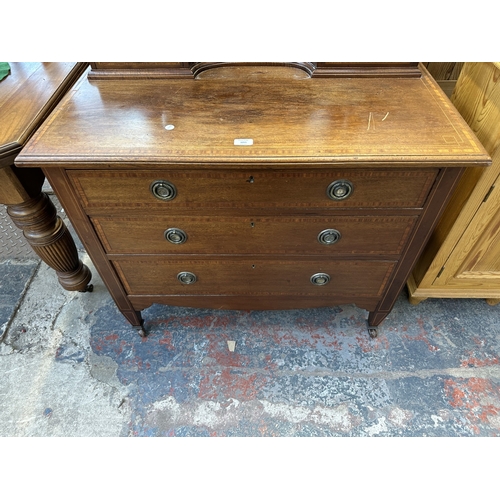 1055 - An Edwardian inlaid mahogany dressing chest - approx. 159cm high x 94cm wide x 52cm deep