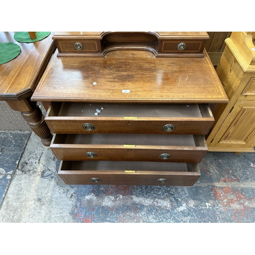 1055 - An Edwardian inlaid mahogany dressing chest - approx. 159cm high x 94cm wide x 52cm deep