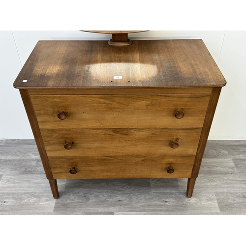 1129 - A mid 20th century Russell of Broadway walnut vanity chest of drawers - approx. 139cm high including... 